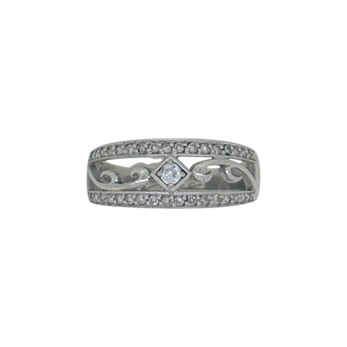 Lot 23 - A diamond set tapered band, size P, stamped...