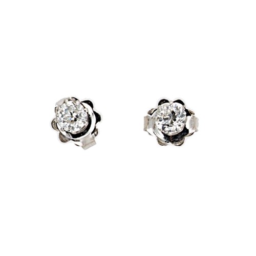 Lot 116 - A pair of single stone diamond ear studs