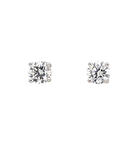 Lot 113 - A pair of modern single stone diamond ear studs