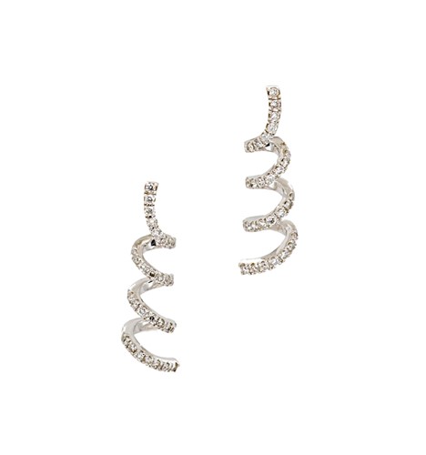 Lot 125 - A pair of modern diamond set swirl style earrings