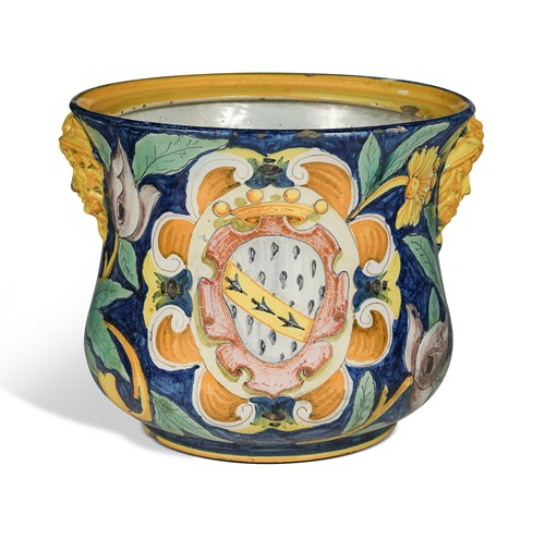 Lot 305 - A maiolica two-handled pot, 19th century