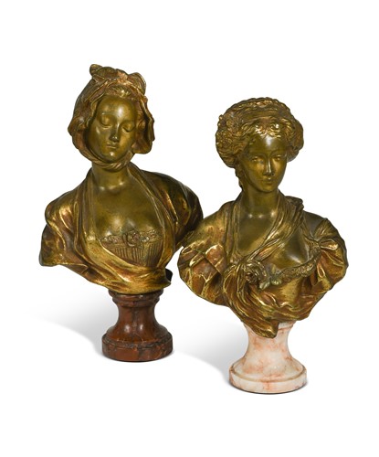 Lot 522 - Fernand Cian, two gilt-bronze portrait busts