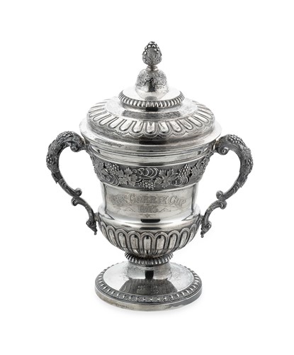Lot 407 - A George V two-handled silver trophy cup and cover