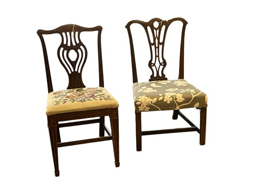 Lot 686 - Two similar George III mahogany side chairs...