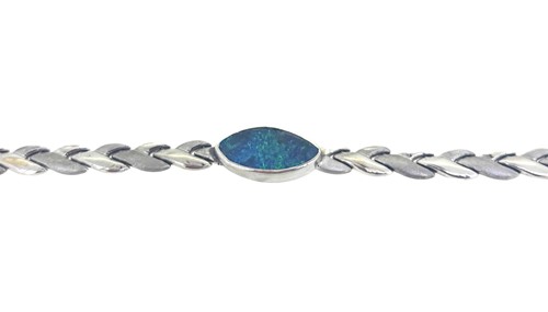 Lot 35 - A boulder opal bracelet, marquise shaped opal...