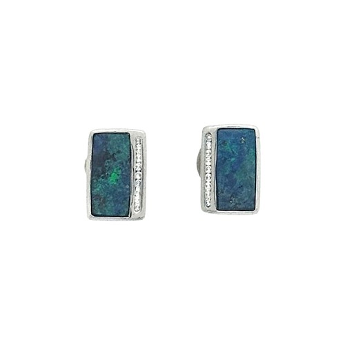 Lot 36 - A pair of boulder opal and diamond ear studs,...