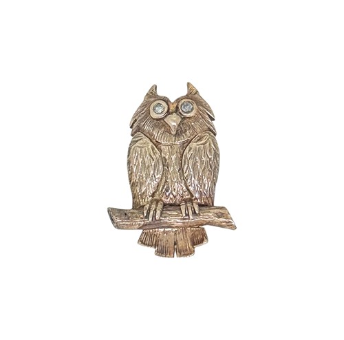 Lot 48 - A diamond set owl brooch, dimensions 3 x 2.2cm,...