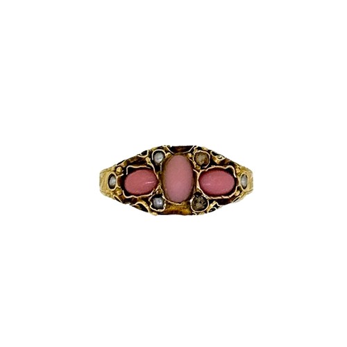 Lot 38 - A late Victorian 15ct gold coral ring with...