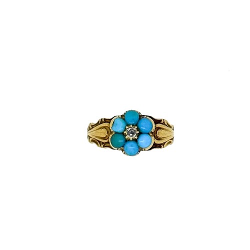Lot 42 - A turquoise and diamond memorial ring, head...