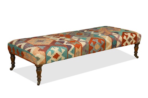 Lot 678 - A kilim covered mahogany stool, of recent manufacture