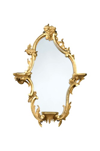 Lot 378 - A rococo style carved giltwood mirror, 19th century