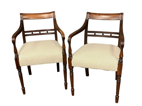 Lot 702 - A pair of Regency ball back dining chairs 82cm...