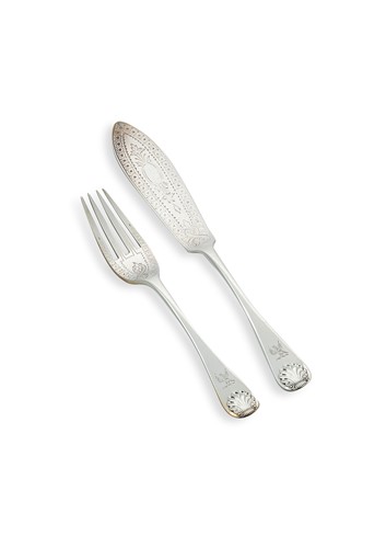 Lot 436 - A set of twelve Scottish Victorian silver fish knives and forks