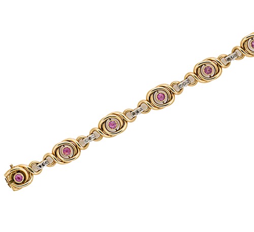 Lot 68 - A pink sapphire and diamond bracelet