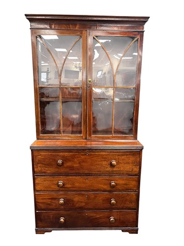 Lot 569 - A Victorian mahogany secretaire bookcase, 214...