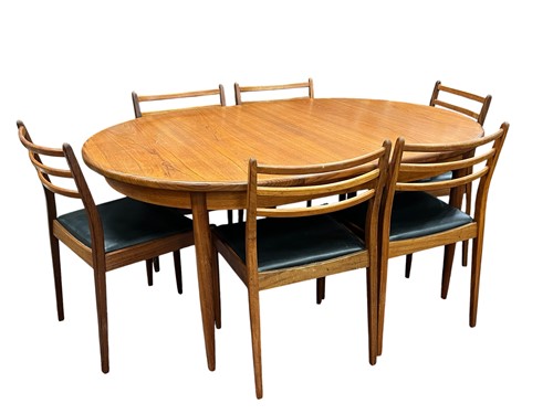 Lot 632 - G-Plan Fresco dining table with 6 matching...