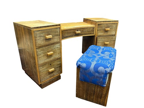 Lot 631 - An Art Deco walnut dressing table and stool...
