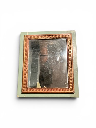 Lot 755 - A 19th century wall mirror with duck-egg blue...