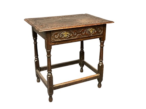 Lot 668 - An oak side table with drawer, 18th century,...