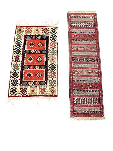 Lot 797 - A flat weave Kilim rug 145 x 78cm together...