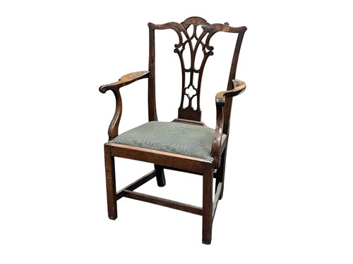 Lot 670 - A George III mahogany elbow chair, with...