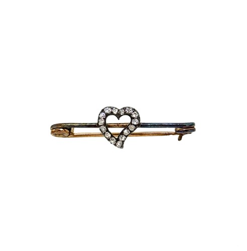 Lot 55 - An Edwardian diamond heart brooch, length 4cm,...