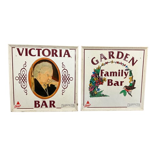 Lot 198 - Two Bass/Charrington Brewery painted wood pub...