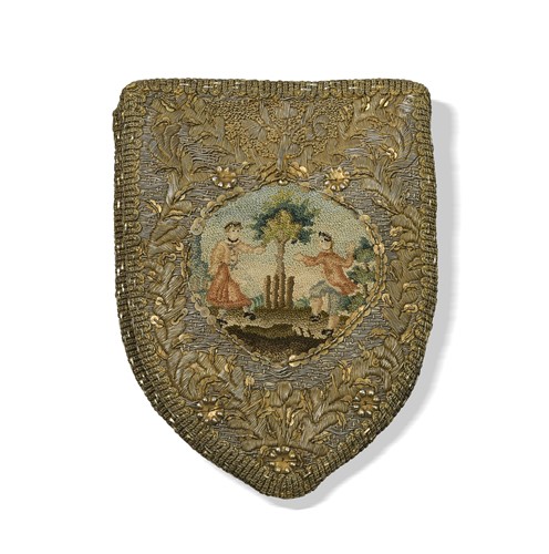 Lot 334 - A German or Austrian shield-shaped purse, 18th century