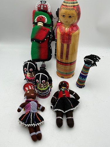 Lot 217 - A group of hand crafted beadwork figures,...