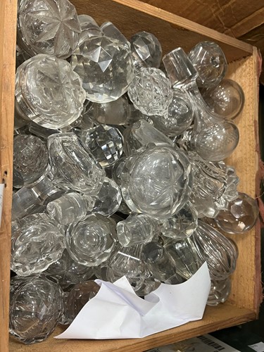 Lot 49 - Boxes of glass oddments to include decanter...