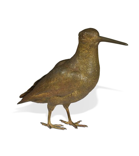 Lot 714 - Franz Xavier Bergmann (Austrian, 1861–1936), a gilt-bronze model of a woodcock, circa 1900