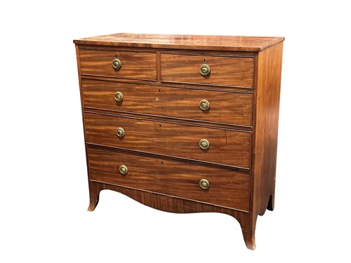 Lot 534 - A mahogany chest of drawers, 19th century, two...