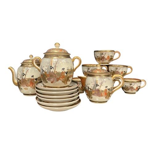 Lot 81 - A Japanese satsuma ware tea service, 20th...