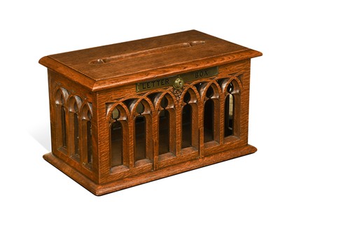 Lot 683 - A Victorian gothic style oak country house letter box