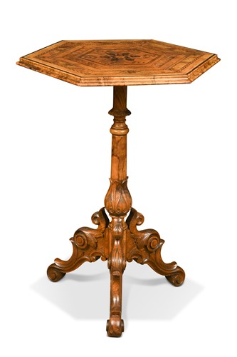 Lot 627 - A Jerusalem olivewood specimen top table, 19th century