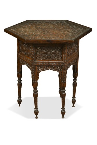 Lot 656 - An Indian carved wood occasional table, 20th century