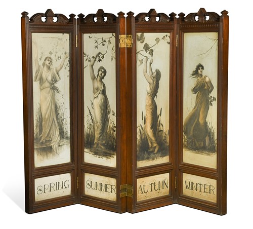 Lot 686 - A Victorian oak four-fold screen