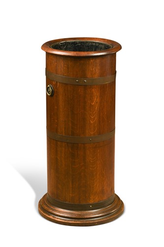Lot 688 - An oak and brass bound stick stand, early 20th century