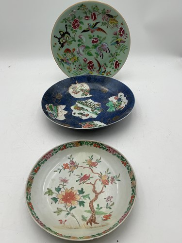 Lot 15 - A Chinese famille vert and powder blue ground...
