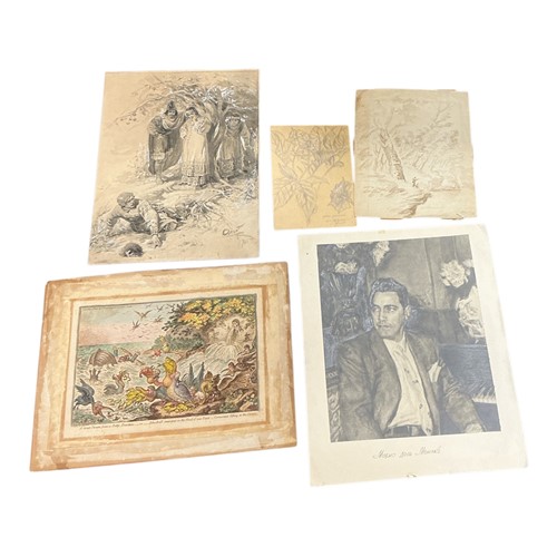Lot 438 - Group of three unframed drawings and watercolours (4)