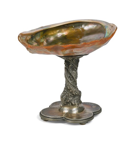Lot 396 - An abalone shell tazza, late 19th or early 20th century