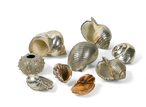 Lot 394 - A collection of silver-plated seashells, modern