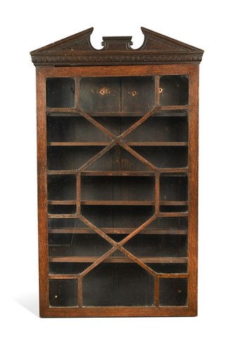 Lot 565 - A wall-mounted oak display/collector's cabinet, late 19th century