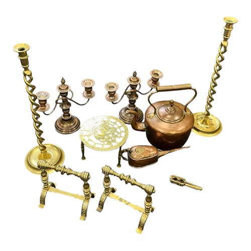 Lot 226 - Brass and copperware, including a pair of tall...