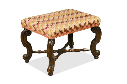 Lot 380 - A Carolean style mahogany footstool, 19th century