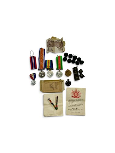 Lot 347 - Two pairs of WWI & WWII medals, the first...