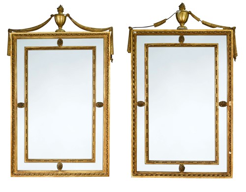 Lot 582 - A pair of Neoclassical style giltwood marginal wall mirrors, 19th century