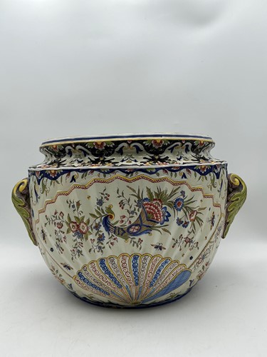 Lot 65 - A large Maiolica jardiniere, set with opposing...