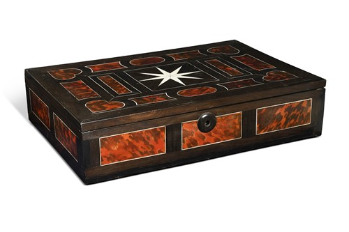 Lot 381 - An Indo-Portuguese ebony and bone inlaid box, late 17th century