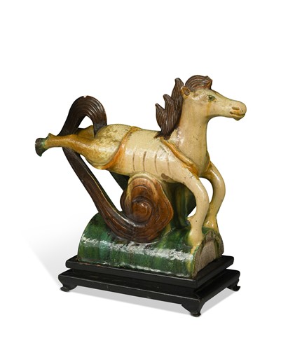 Lot 43 - A Chinese glazed terracotta roof finial modelled as a horse, late 19th / early 20th century